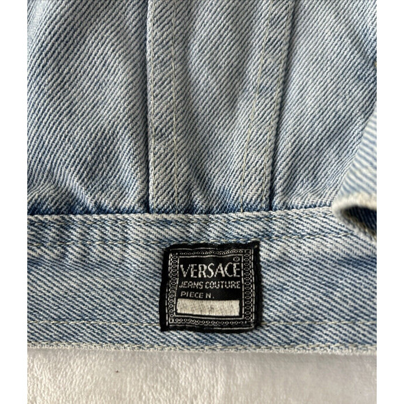 VTG Versace Denim Jacket Men Light Wash Sz Small Made in Italy y1973 Trucker 70s - Picture 7 of 12